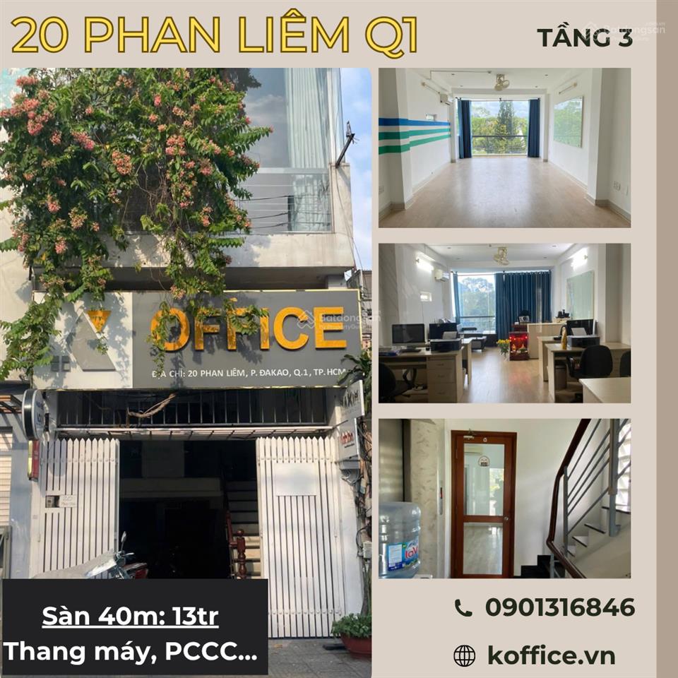 Chính chủ vp 40m² 20 phan liêm q1  chỉ 12tr  view công viên vip