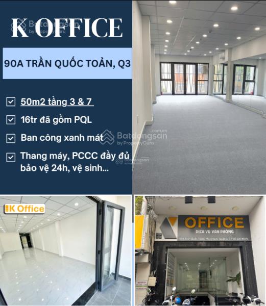 Chính chủ vp trần quốc toản q3, 50m2 chỉ 15tr có ban công