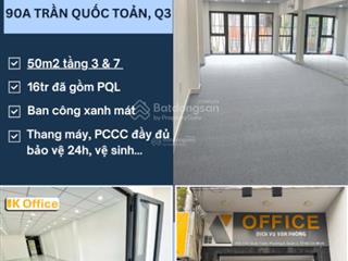 Chính chủ vp trần quốc toản q3, 50m2 chỉ 15tr có ban công