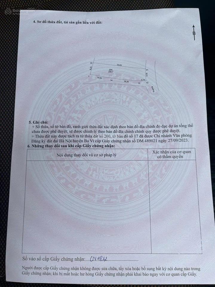 Bán lô đất ba trại, ba vì, 298,7m², mặt tiền 8m, nở hậu, giá tốt, sẵn sổ, giao dịch ngay