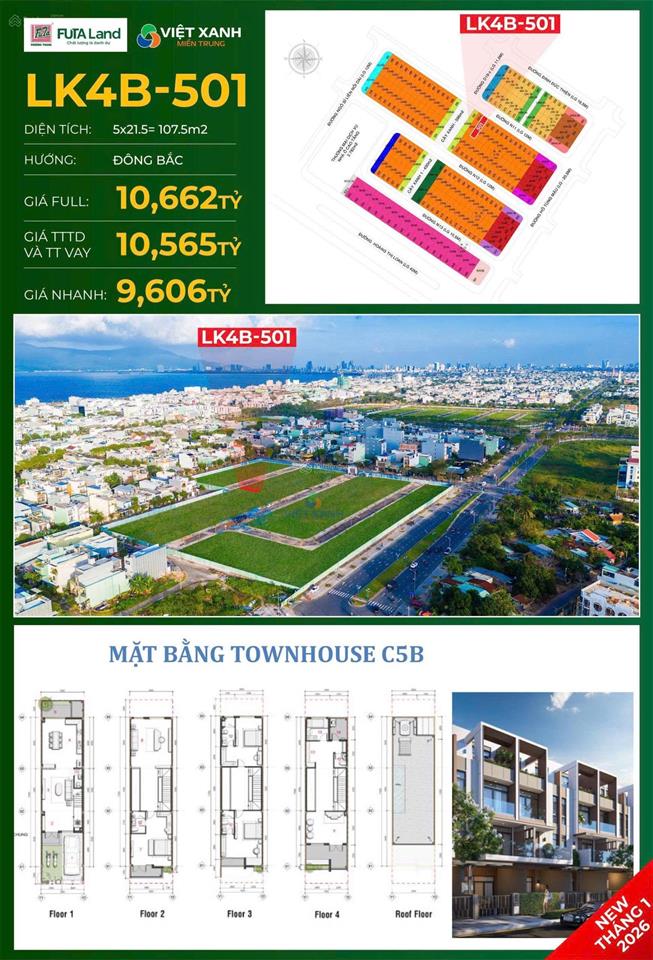 Thanh toán trước 1.056 tỷ! sở hữu ngay shophouse 4 tầng lk4b501 futa kim phát khu c phương trang