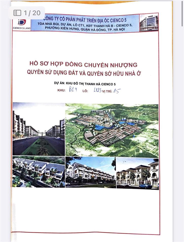 Bất động sản thanh hà cienco 5 giá bán 74tr/m2