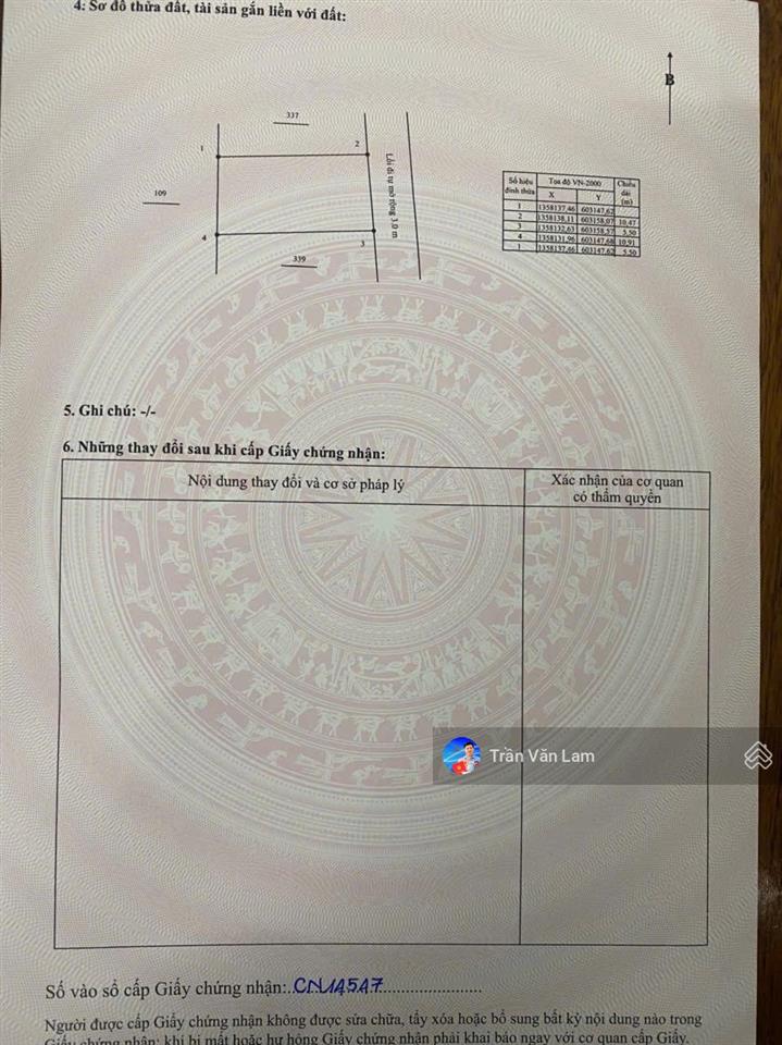 Cực hiếm đất cách biển 250m  chỉ 3,53 tỷ, ngang 5,5m hướng đông