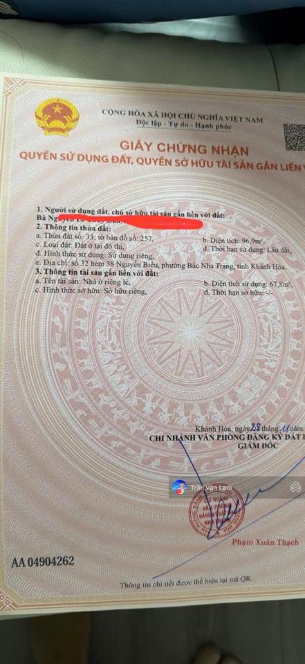 Giá tốt  bán đất tặng nhà ngang 7,9m hẻm ô tô nguyễn biểu khu dân trí cao, bắc nha trang
