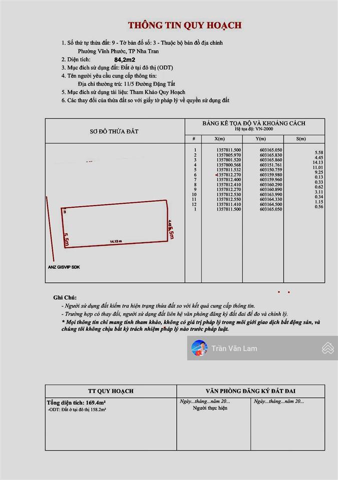 Lô đất hẻm ô tô sát đường đặng tất cách biể 200m giá chỉ 7,2 tỷ