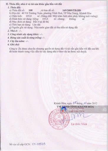 Bán đất mặt tiền võ trường toản kđt bắc vĩnh hải nha trang  chỉ 6,2 tỷ