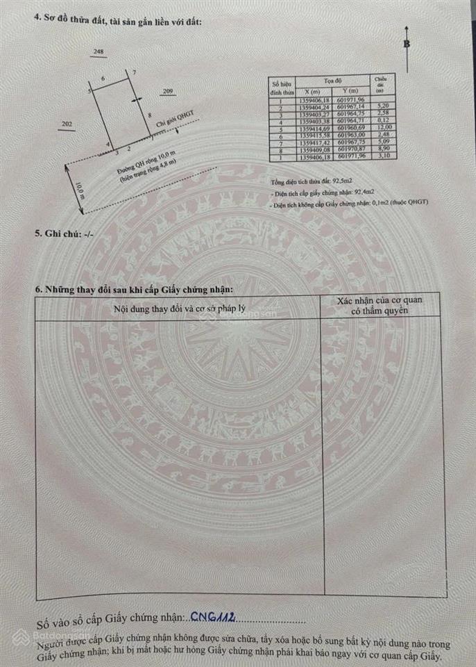 Bán đất ngang 7,8m dt 92,4m2 sát đường nguyễn chích hẻm thông 6m bắc nha trang