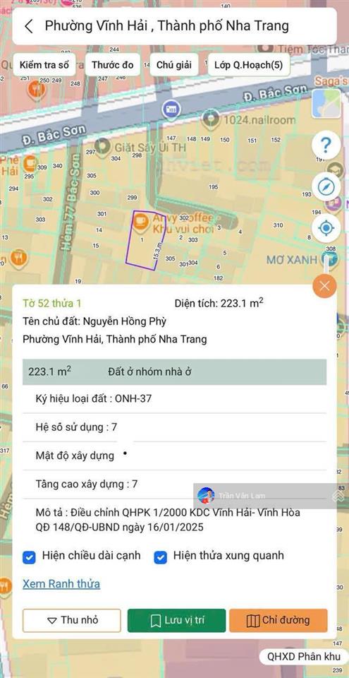 Chỉ 48,5 triệu/m2  bán đất gần biển, hẻm ô tô sát bắc sơn, vĩnh hải, nha trang