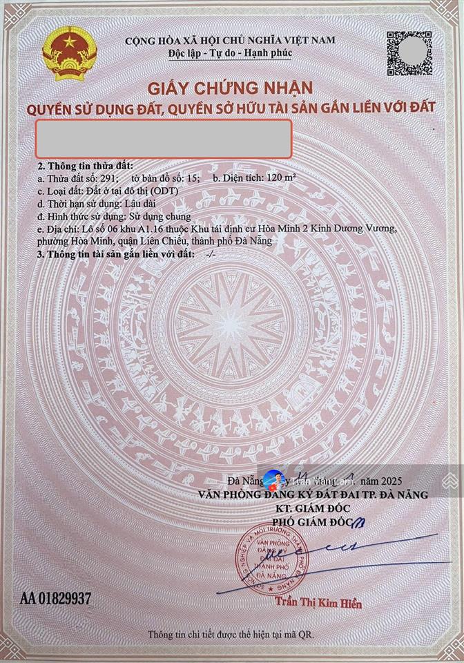 Mặt tiền kinh dương vương (27m) đất ngang 10m cách biển 300m vị trí trung tâm   0905 321 ***