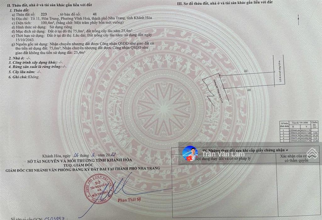 Bán lô đất đẹp hẻm ô tô nguyễn chích, p. bắc nha trang