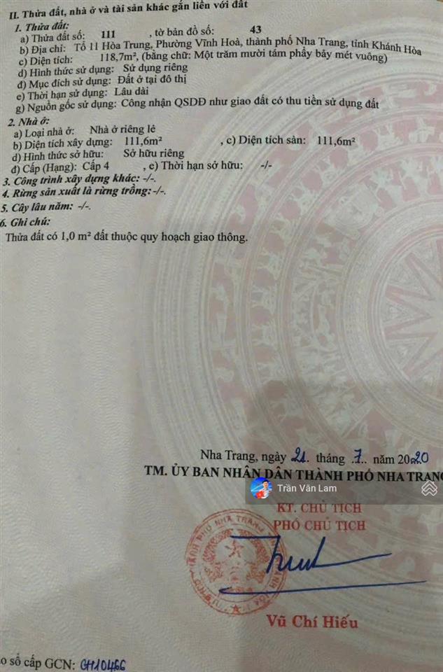 Bán đất mặt tiền nguyễn chích, bắc nha trang, gần biển
