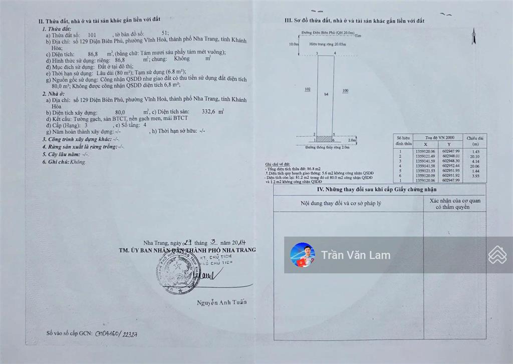 Bán nhà 4 tầng mặt tiền điện biên phủ bắc nha trang  dòng tiền ổn định 25 triệu/tháng