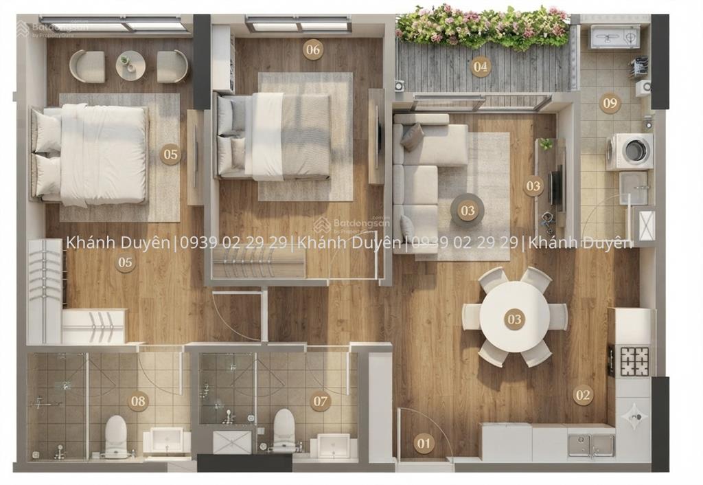 Một trong số ít căn hộ 2pn trellia cove 81m2 view nội khu kênh đào