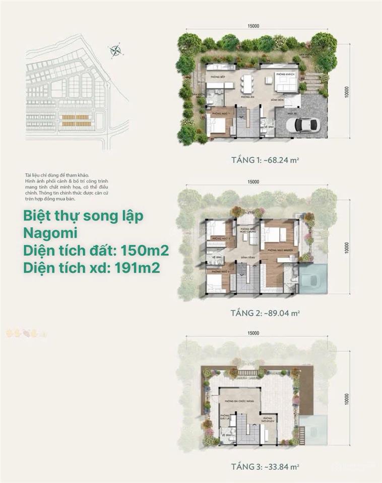 Biệt thự song lập nagomi waterpoint mở bán mẫu mới 3 tầng