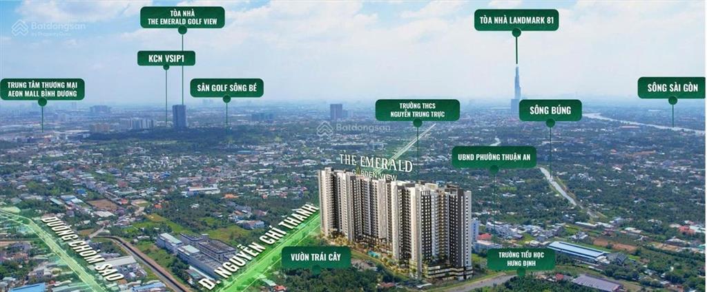 Bán ch 1pn tại the emerald garden view, 54,4m2, 38 triệu / m2
