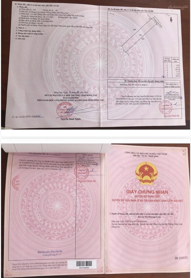 Kẹt tiền bán nhanh lô đất 150m2, thổ cư 100%. cách kcn dầu giây chỉ 1km