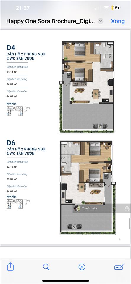 Chính chủ bán căn góc 2pn 2wc rộng 70m2 tại happy one sora giá chiết khấu 5%