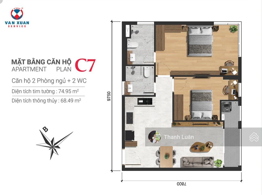 Rổ hàng nội bộ chiết khấu 12,5% căn 2pn 2wc 69m2 giá 3,4 tỷ/căn tại happy one sora