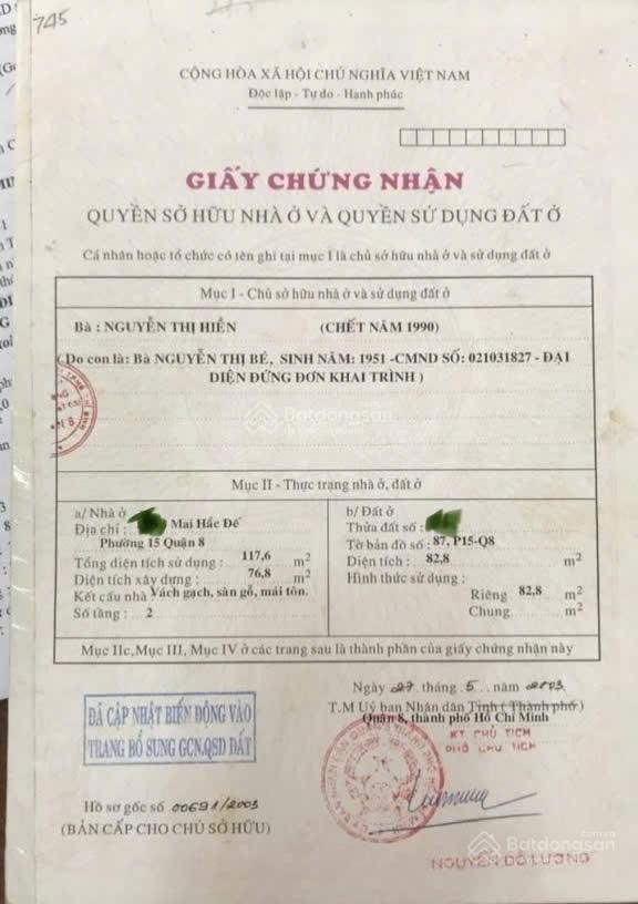 Bán nhà mặt tiền mai hắc đế, phường 15, quận 8 6,15x15,5m 3 tấm 4 phòng 68tr/m2 kinh doanh tốt
