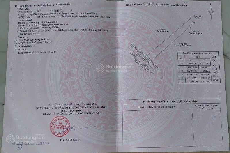 Bán 11 công đất mặt tiền đê quốc phòng, xã hòn đất, tỉnh an giang