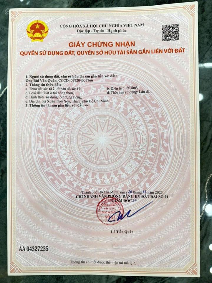 Bán lô đất đường xuân thới sơn 16, xã xuân thới sơn, giá 2,7 tỷ