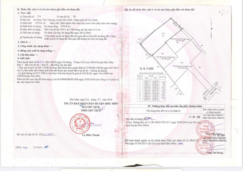 Cần bán 6589m full thổ cư 95% đất 2 mặt đường sau chợ đại hải xuân thới thượng hóc môn