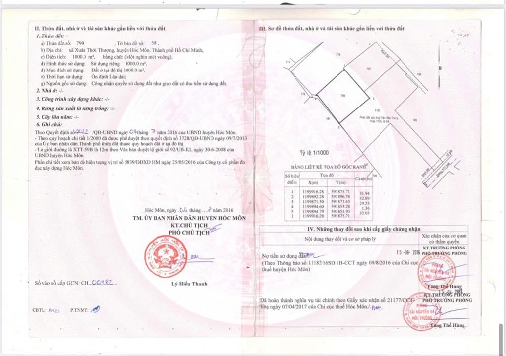 Cần bán 6589m full thổ cư 95% đất 2 mặt đường sau chợ đại hải xuân thới thượng hóc môn