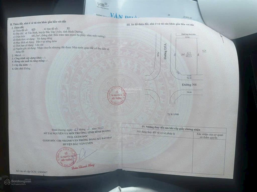 Bán lô góc 2 mặt tiền 483m khu b kcn visip 2 mở rộng thuộc xã binh mỹ bắc tân uyên tphcm