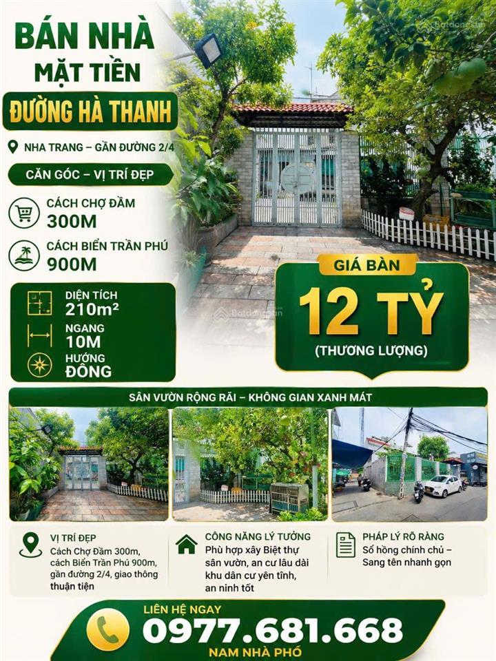 Bán nhà mặt tiền đường hà thanh, nha trang gần đường 2/4, căn góc, cách chợ đầm 300m
