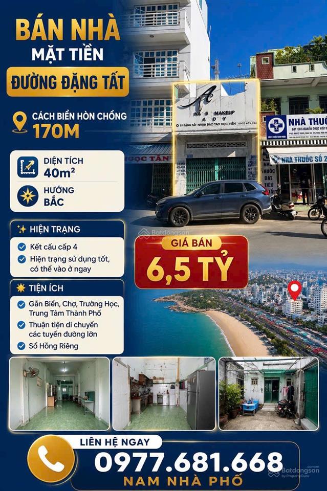 Bán nhà mặt tiền đường đặng tất, nha trang, cách biển hòn chồng chỉ 170m, giá 6,5 tỷ