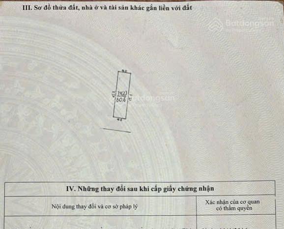 Bán mảnh đất. vị trí gần chợ thôn xuân canh, xã đông anh dt 60,6m2 rộng 4m, vuông vắn
