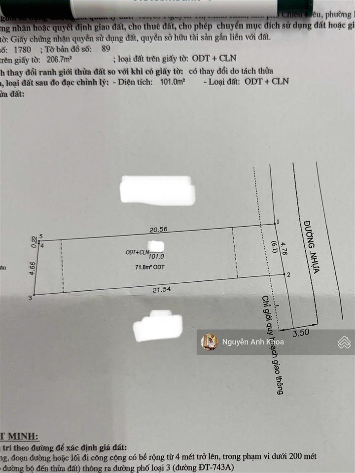 Chủ bán gấp lô đất mặt tiền đường nhựa 7m sát dt743  sát bình nguyên, bcons chỉ 3,5 tỷ
