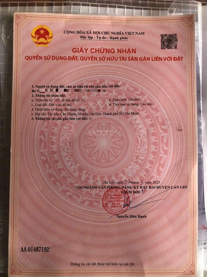 Bán đất 2mt đường số 4 kdc giồng ao, cần giờ
