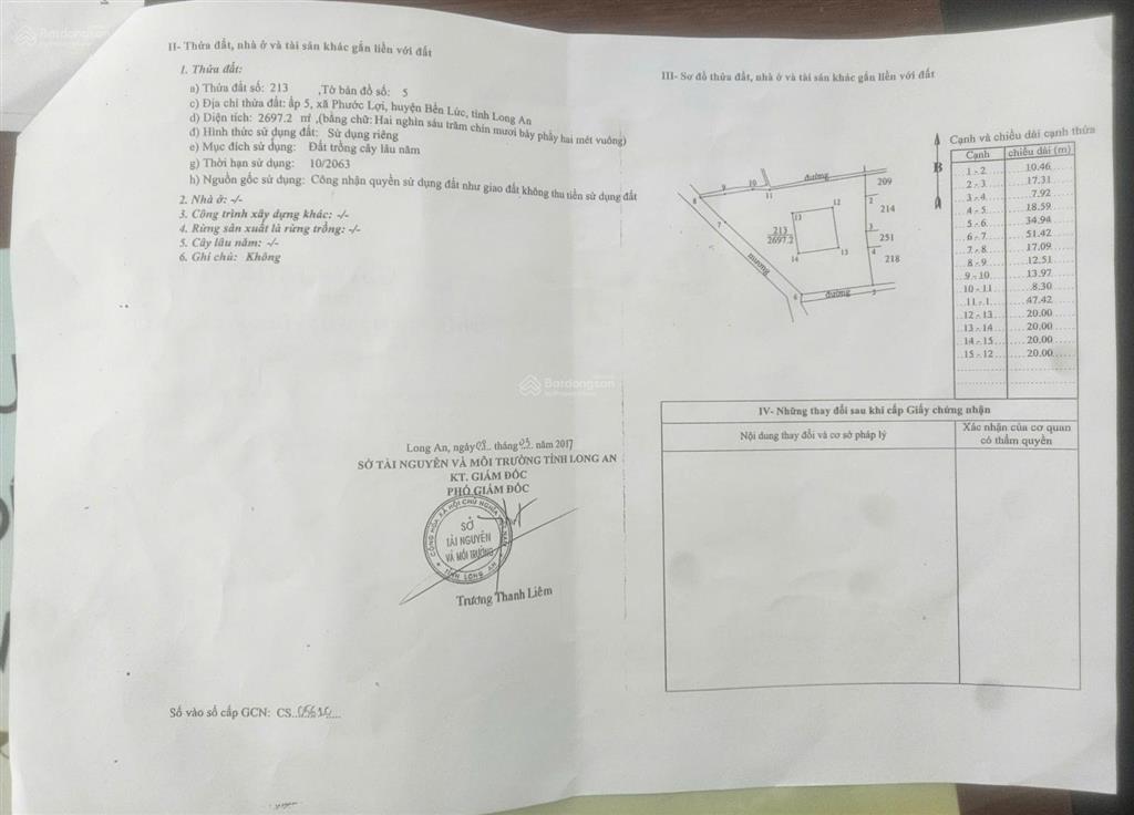 Bán đất hẻm 835c xã phước lợi, bến lức 3097,2m2 có 400m thổ cư