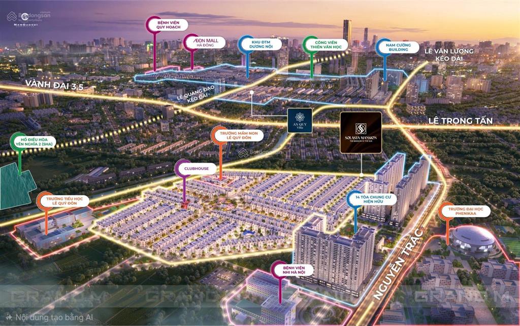 Cho thuê bt 5pn 6wc 212m2 tại sol lake villa, 15 triệu vnd, yên nghĩa, hà đông, hà nội