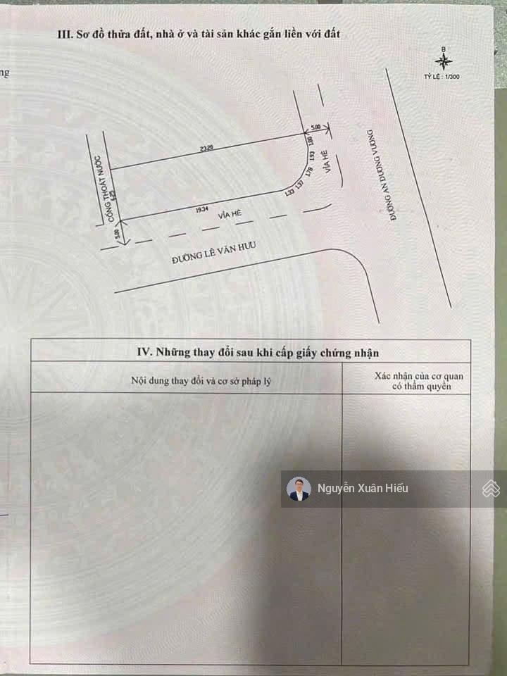 Bán đất góc 2 mt lê văn hưu  an dương vương, mỹ an, 140,6m², vị trí vàng, giá chỉ 30 tỷ tl