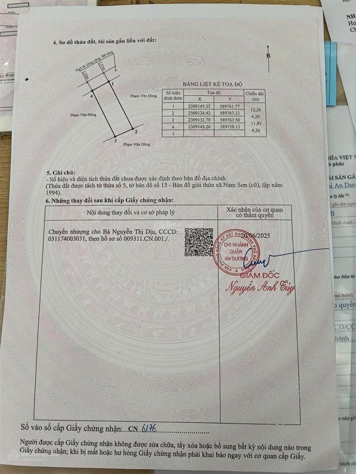 Chính chủ cần bán lô đất 50,6m², ô tô đỗ cửa phường an dương, hải phòng (p. nam sơn cũ)