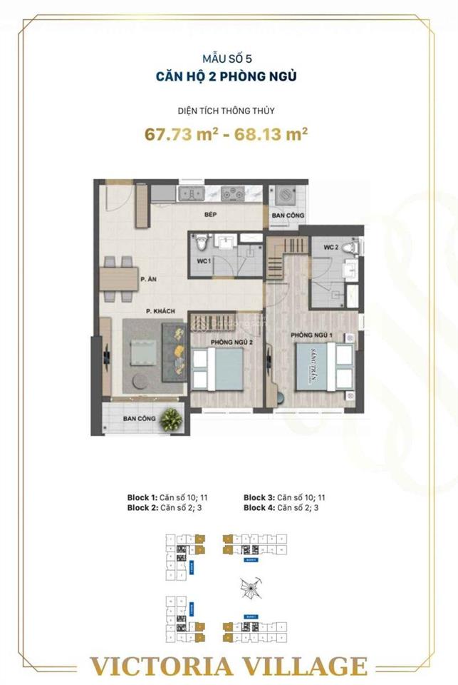 2pn victoria village  căn góc tầng penthouse. view sông đẹp nhất dự án.