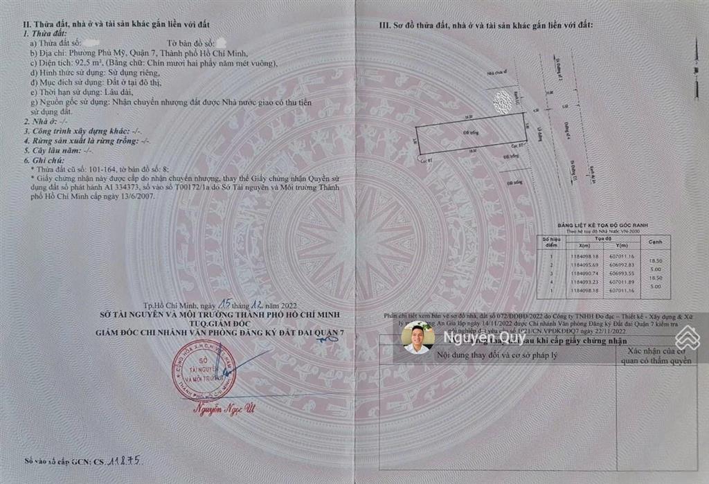 Bán gấp lô đất mặt tiền đường 20m, kdc phú mỹ quận 7, ngay ga tân mỹ, dt 92.5m2, giá tốt 11 tỷ