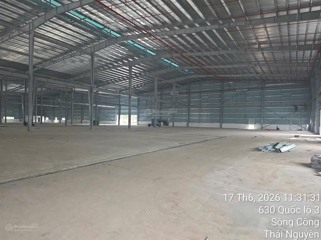 Cho thuê nhà xưởng mặt ql3 thuộc sông công thái nguyên với tổng dt 20000m2, giá rẻ
