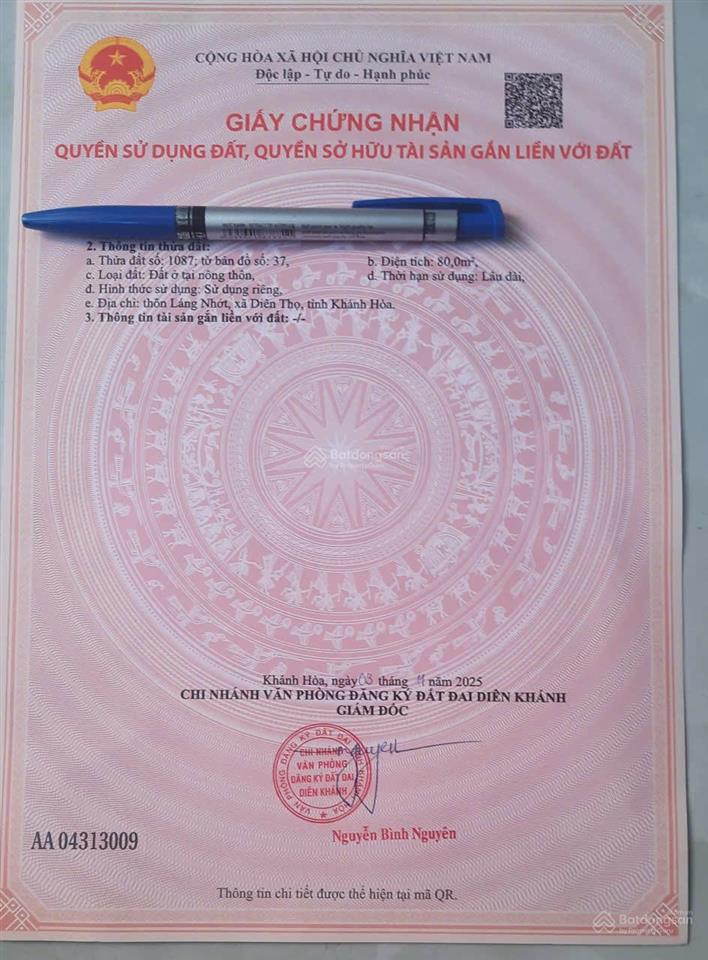 Đất thổ cư 100% diên khánh, diên thọ, gần khu cn sát hl62 giá ngộp bán nhanh chỉ 368triệu
