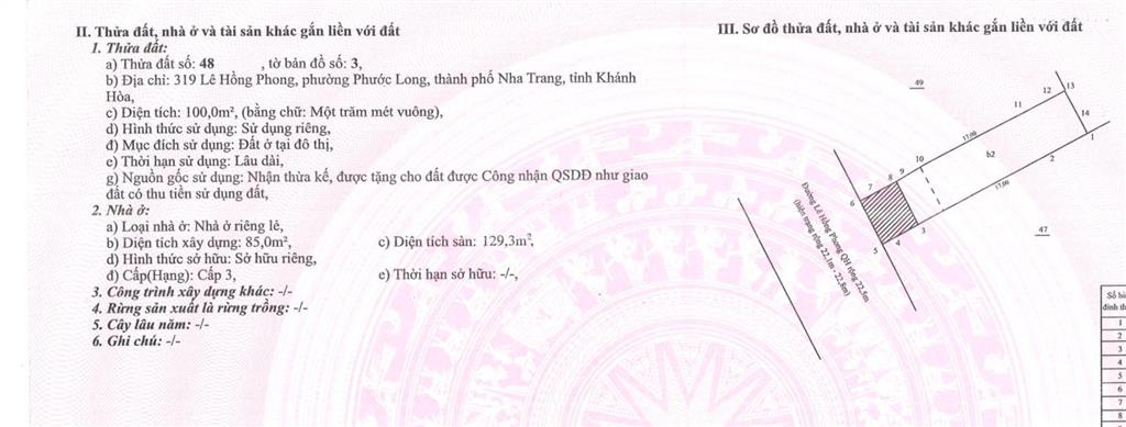 Bán gấp nhà mặt phố lê hồng phong, 8 tỷ, 100m2, nam nha trang, khánh hòa