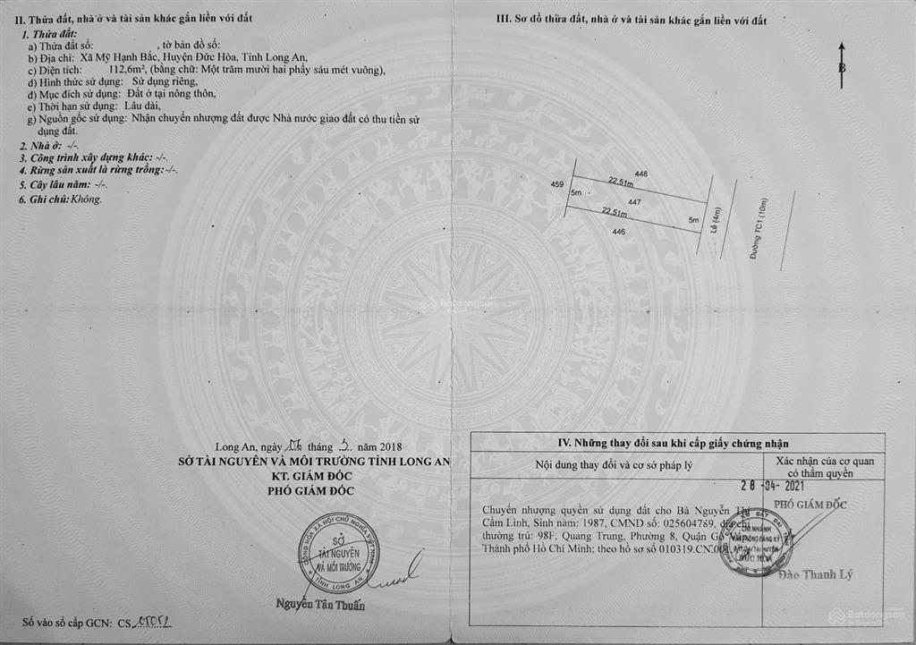 Bán đất mặt tiền đường dự án cát tường phú sinh, đức hòa, long an