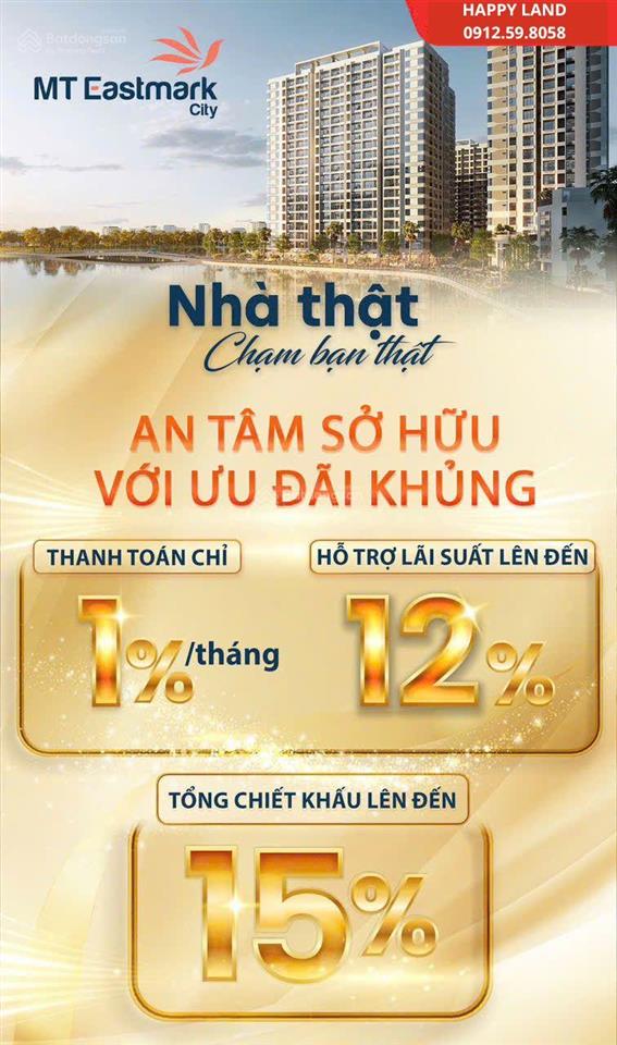 Mở bán đợt cuối giỏ hàng giá gốc cđt, sổ sẵn, chiết khấu đến 15%/ htl 12% hoặc tt 1%/ tháng