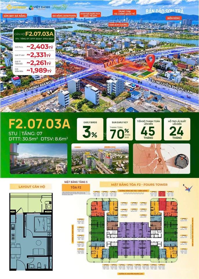 Chỉ 1,9 tỷ sở hữu căn hộ sân vườn view sông, biển đà nẵng phù hợp mua ở và đầu tư cho thuê