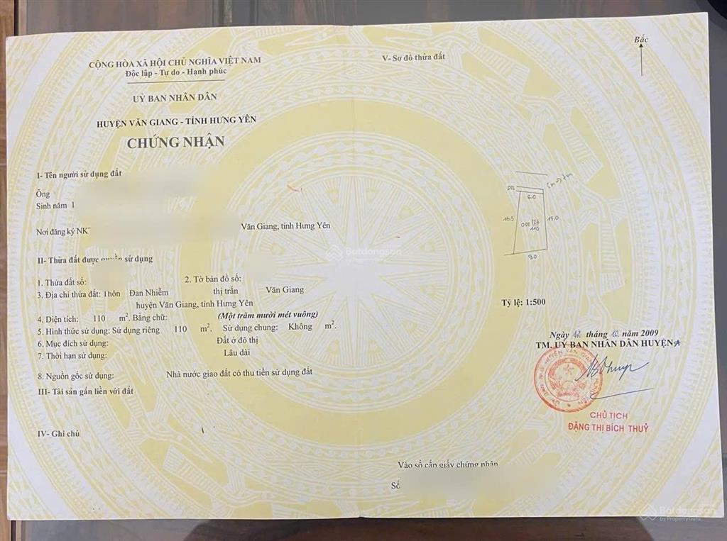 Bán 110m2 đất siêu phẩm nở hậu thị trấn văn giang