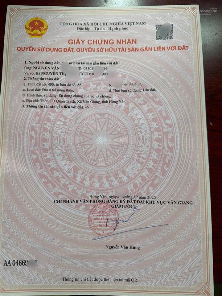 Bán lô góc siêu đẹp 66,6m tại văn giang