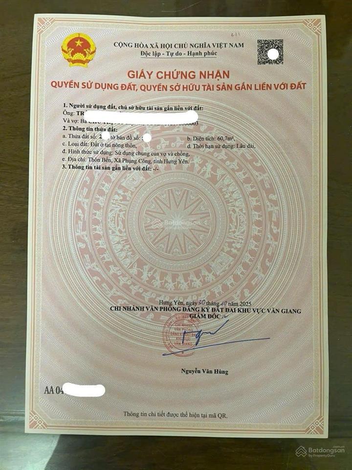 Bán 60,7m lô góc làng hoa phụng công.