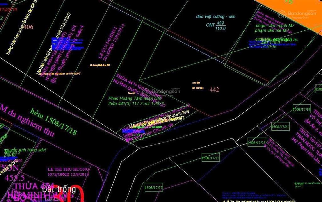Bán đất nền 117.7m2 hẻm 1508 lvl  hh1.5%