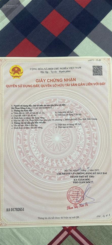 Bán nhà mặt tiền phan hiến đạo p 1, mỹ tho 69 m/2 giá 4.5 tỉ